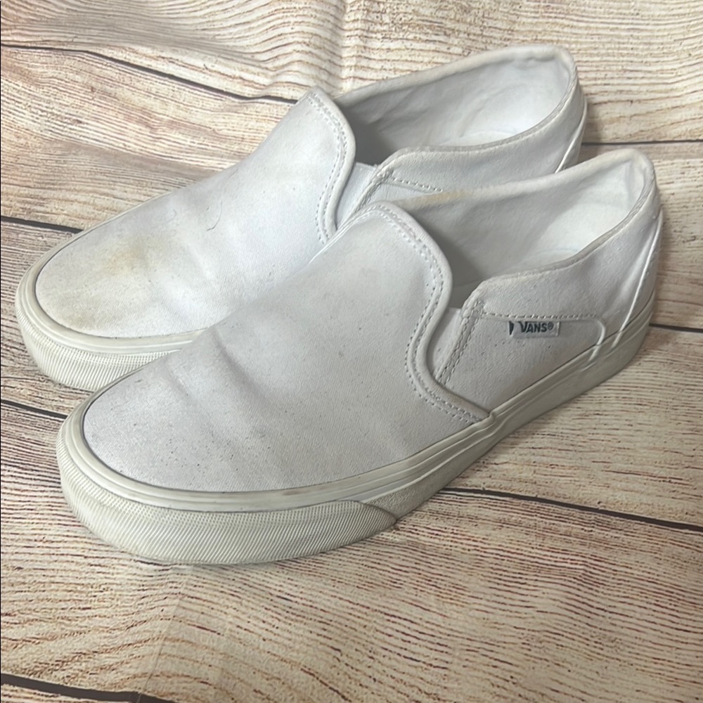 Vans Classic White Canvas Slip-Ons